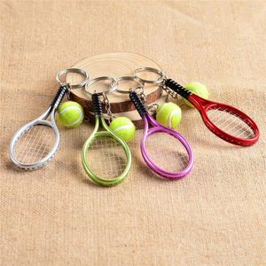 Porte-clés 1pc métal créatif 3D raquettes de tennis balle porte-clés anneau cadeau