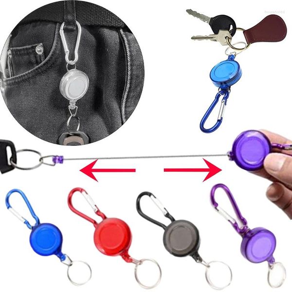 Porte-clés 1pc multifonctionnel multicolore rouleau rétractable porte-clés corde sac recul porte-carte d'identité porte-clés porte-clés cordon en acier