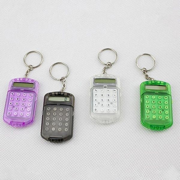 Keychains 1pc mini calculadora de la cadena de claves Estudiantes de la cadena de teclas Práctica evaluador de papelería Anillo colgante de anillo para la escuela de oficina