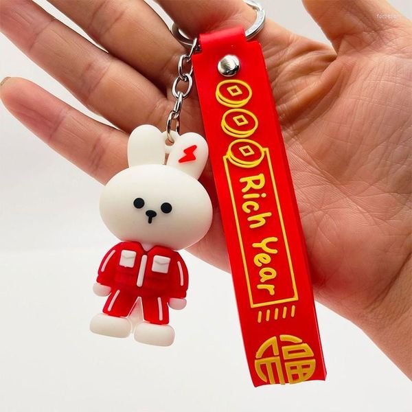 Porte-clés 1pc porte-clés rouge année porte-clés 2023 accessoires suspendus décors animaux du zodiaque chinois