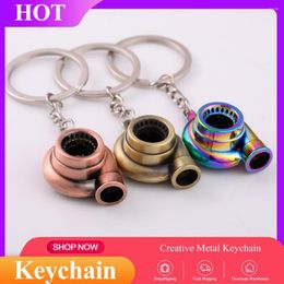 Keychains 1 st Rotatable Mini Turbine Turbo Charger Keychain Car Modification Metal Auto Ring Keyring Stijlvolle accessoires