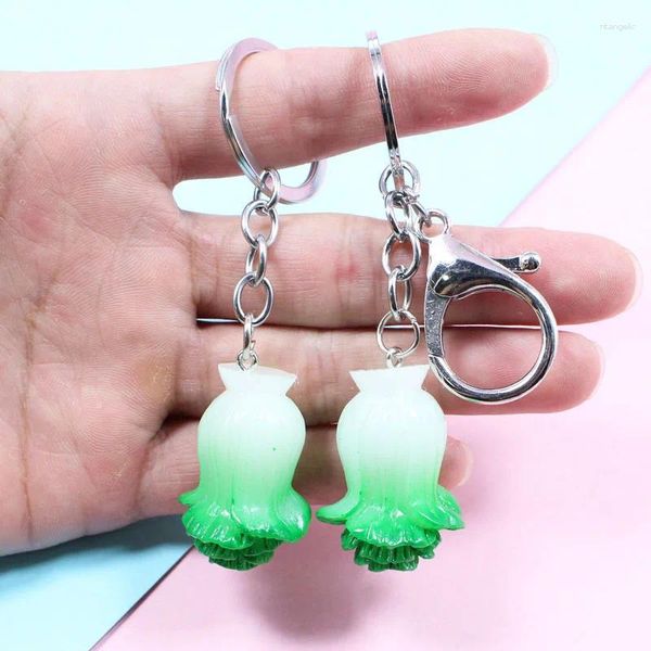 Keychains 1pc simulation chou kechaine mini légumes chinois pendentif femmes cadré sac de voiture