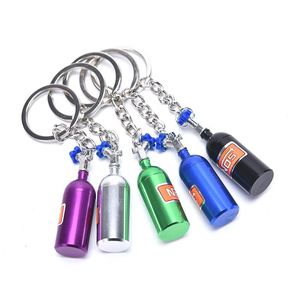 Keychains 1 stcs auto turbo nos sleutelhanger stikstofflesje metalen sleutelringvoorraad opslag