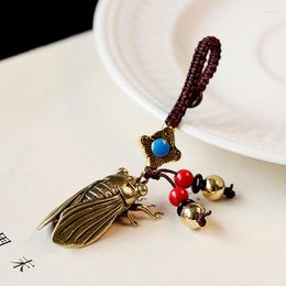 Keychains 1 stcs Chinese gouden cicada met messing sleutelhanger sleutels veel geluk fortune longevity rijkdom succes sieraden geschenken