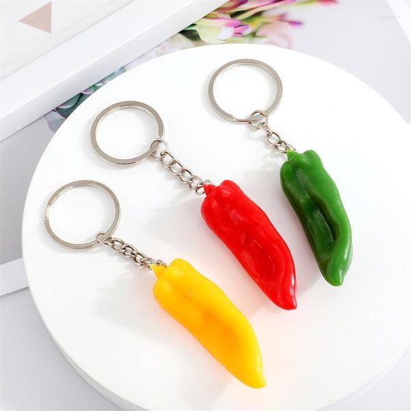Porte-clés 1pcs créatif chili alimentaire pendentif porte-clés pour femmes hommes cadeau mode mignon drôle couleur simulation sac de légumes boîte de voiture porte-clés