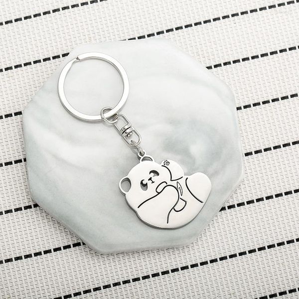 Porte-clés 1 pièces mignon Pandad porte-clés en acier inoxydable Panda bébé porte-clés pour femmes hommes Badge sac pendentifs voiture porte-clés