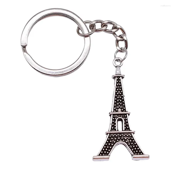 Keychains 1pcs Eiffel Tower Key Ring Accesorios colgantes de automóvil para joyas Tamaño de bricolaje 28 mm