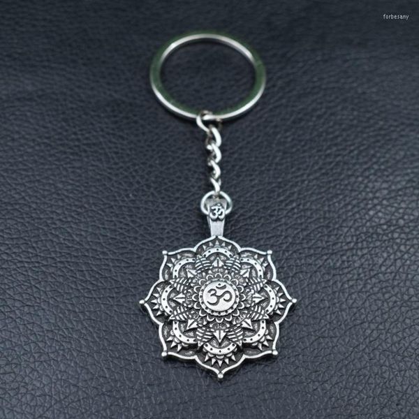 Porte-clés 1 pièces fleur de vie Tibet Lotus Mandala porte-clés tibétain bouddhiste Protection méditation bijoux