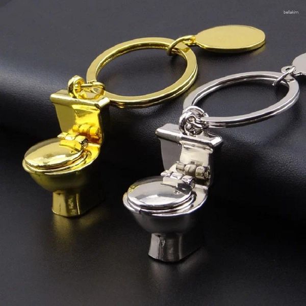 Porte-clés 1pcs or argent couleur mignon porte-clés mini anneau de toilette classique 3D porte-clés salle de bain créatif llaveros cadeau bibelot