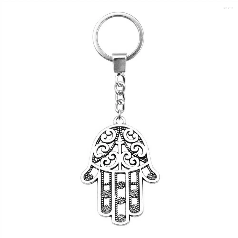 Keychains 1pcs Hamsa Hand Keychain Pendant Jewelry Making Supplies Ring Size 30mm