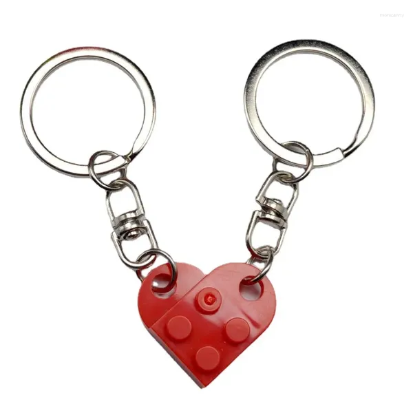 Keychains 1 PPCS Red Amor Heart Building Block Forcouples Amistad Mujeres Hombres Giros Niños Bricking Bequeing Regalo de cumpleaños