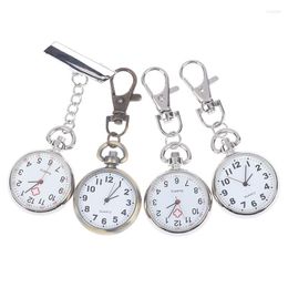 Keychains 1 stks retro bronzen kwarts vintage pocket horloge beweging sleutelhanger slijtage ronde kiezer sleutelhangers