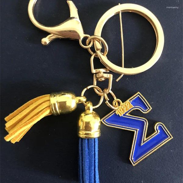 Porte-clés 1 pièces Sigma Gamma Rho 1922 porte-clés pompon OKC22 bricolage SGRHO sac voiture fraternité grecque sororité accessoire porte-clés