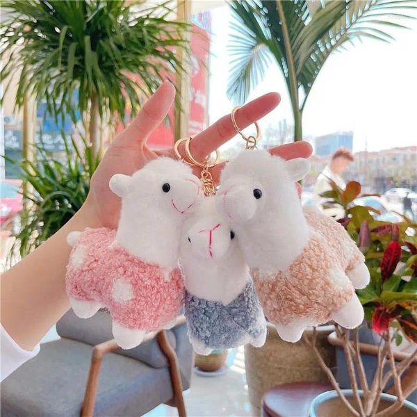 Keychains 1pcs de algodón suave de algodón de algodón alpaca muñeca peluche cadena de llave animales para mujeres bolsos lindos regalos creativos