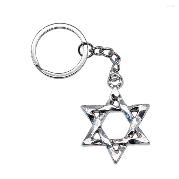 Keychains 1pcs Star of David Woman Keychain Components Charms for Bijoux faisant une bague mignonne 28 mm