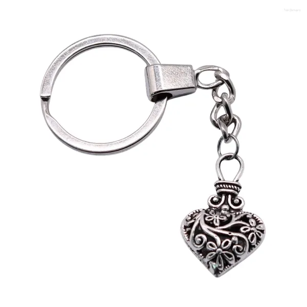 Keychains 1pcs vintage 3d fleurs creux du coeur du coeur des matériaux de clés de matériaux pour artisanat bijoux Taille de 30 mm