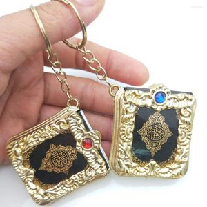 Porte-clés 1pcs vintage musulman porte-clés résine islamique mini arche coran livre vrai papier peut lire pendentif porte-clés chaîne bijoux religieux