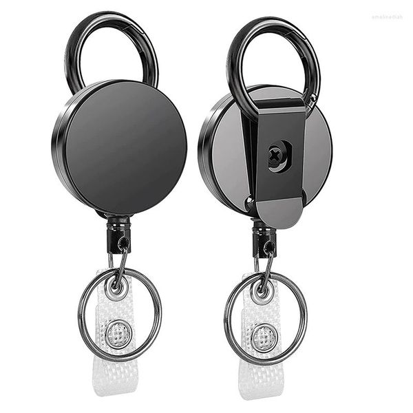 Porte-clés 2 Pack 27,5 pouces Badge Reel Clip rétractable pour ID Keychain