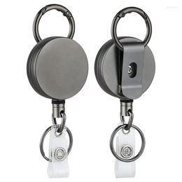 Keychains 2 Pack Pack Heavy Duty Rettractable Badge Holder Reels Metal ID avec courroie Clip Key Anneau pour carte de nom Keychain