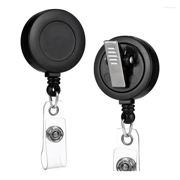Porte-clés 2 paquets de porte-badges d'identification, bobines rétractables avec pince crocodile pivotante (noir)