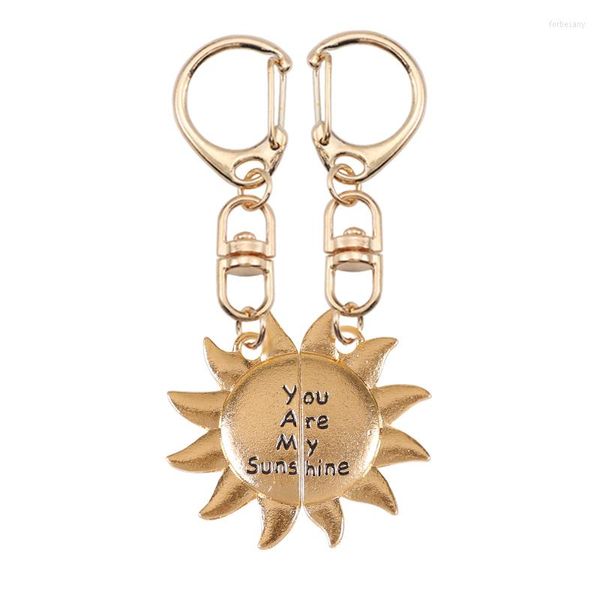 Porte-clés 2 pièces/ensemble forme de soleil vous êtes ma meilleure amie couleur or en alliage de Zinc amis cadeau Couple bonne saint valentin porte-clés 2023