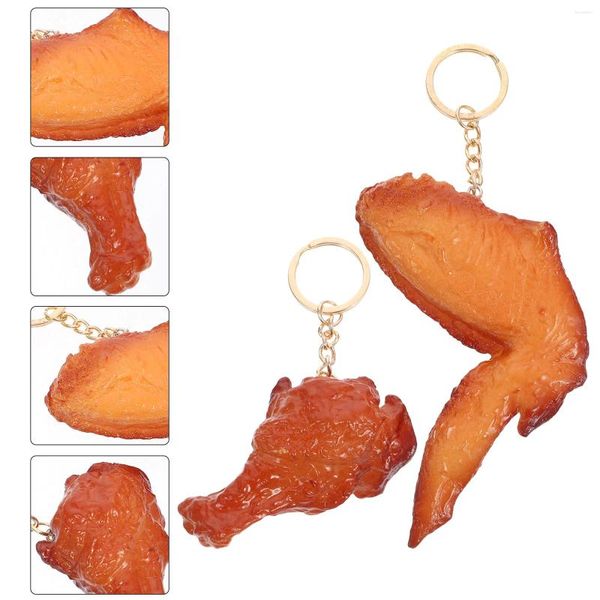 Porte-clés 2 pièces aile de poulet porte-clés bricolage anneau pendentif accessoires sac à dos matériaux enfants jouet sac porte-ornement porte-clés