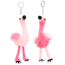 Porte-clés 2 pcs Flamingo Pendentif Peluche Jouet Animal Sac Décor Porte-clés PP Coton Animaux Filles Porte-clés Ados