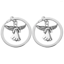 Llaveros 2 piezas regalo ángel llavero bebé decoraciones navideñas anillo guardián metal lindo ornamento