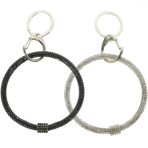 Llaveros 2 piezas Cordones para mujer Bolsos de mujer Llavero de muñeca Cordón Encantos Bolso Anillo de gel de sílice Brazalete Miss