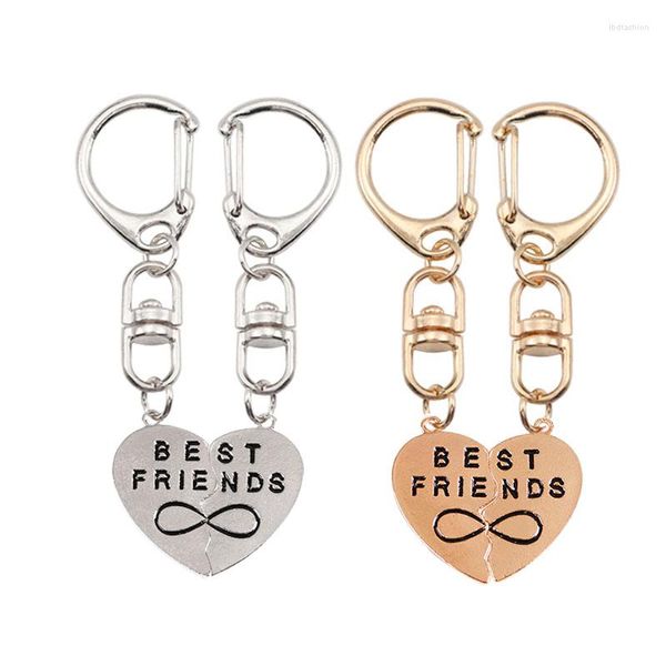 Porte-clés 2 pièces ensemble d'ami BFF porte-clés créatif en forme de coeur alliage pendentif mode hommes et femmes sac à dos amitié bijoux