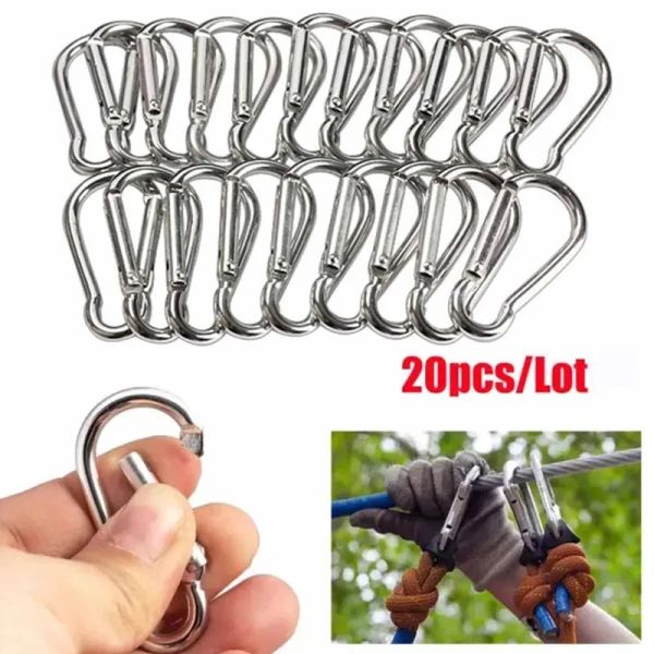 Keychains 20 / 30pcs Spring Snap Crochet en acier inoxydable Clips en acier en acier Keychain Lien rapide pour le camping Randonnée VC VC