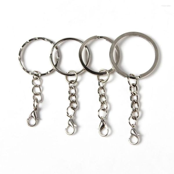 Porte-clés 20/50/100 pièces Nickel porte-clés en alliage inoxydable cercle bricolage 25mm 30mm porte-clés porte-clés accessoires matériel