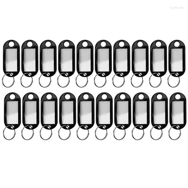 Llaveros 20 unidades de etiquetas de identificación de llave surtidas, llavero con anillo dividido (negro)