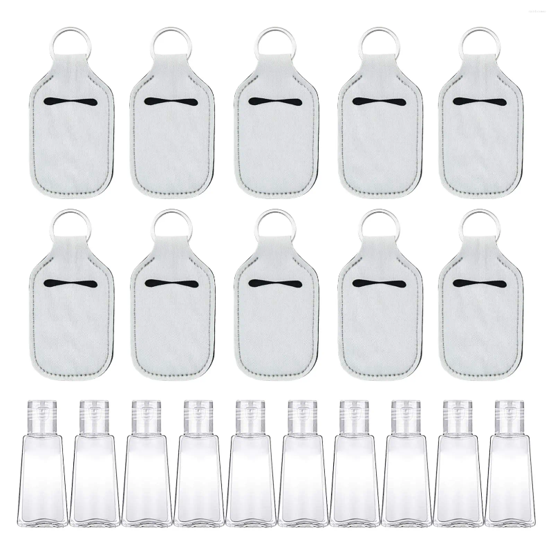 Porte-clés 20 pcs bouteille de voyage vide et porte-clés ensemble comprenant un récipient à clapet réutilisable de 30 ml