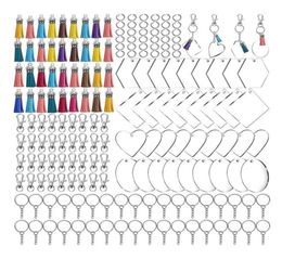 Keychains 200pcs en blanco de llavero acrílico con paneles de borla kit bulk snap ganchos mini salto anillos para proyectos de bricolaje Crafts3317621