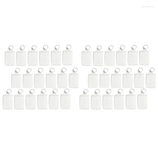 Porte-clés 200pcs Po Porte-clés Rectangle Transparent Vide Acrylique Insert Cadre Photo Porte-clés Porte-clés DIY Anneau Fendu