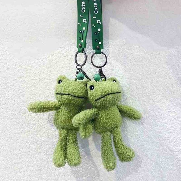 Llaveros 2021 Nuevo Ugly Smiley Face Frog Muñeco de peluche Llavero Colgante personalizado Cute Green Frogs Animal Keyring Bag Adornos al por mayor T220909