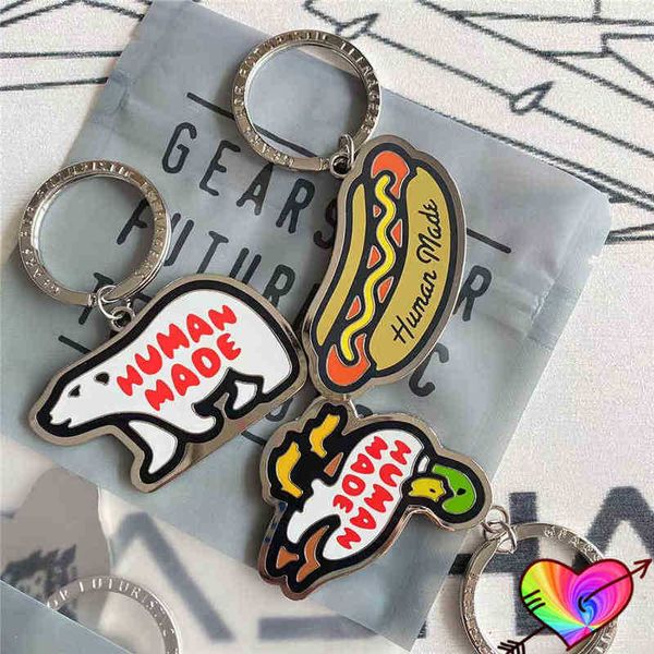 Porte-clés 2022 Canard Ours polaire Hot Dog Cartoon Human Made Porte-clés Hommes Femmes 1 1 Métal HUMAN MADE Porte-clés Double Graphic Colorfast T220909