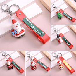 Keychains 2022 Merry Christmas Key Ring Hanger Santa Claus Elk Snowman Keychain Year Decoration Children Xmas sieraden Gifts