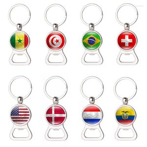 Keychains 2022 World Country Flags Bottle Opener Keychain Keyring Teams Fans Souvenir Promotie Geschenken Key Rings Holder 10 stks/Lot