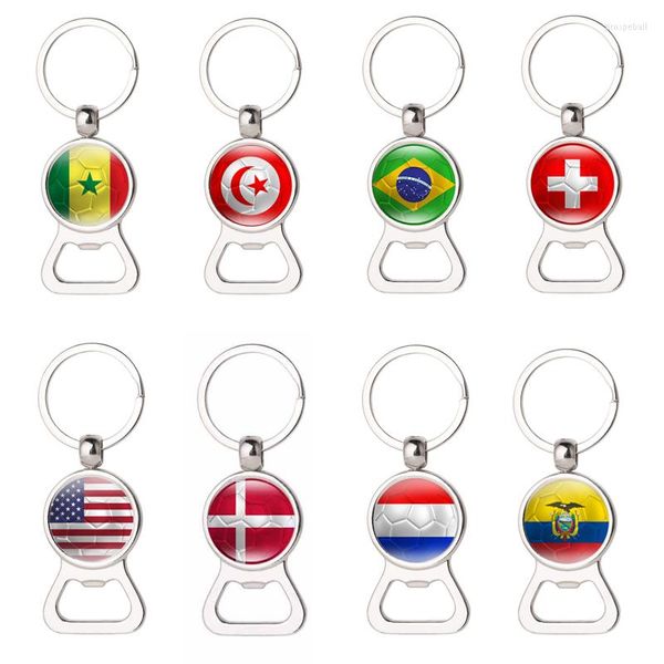 Porte-clés 2022 Drapeaux de pays du monde Décapsuleur Porte-clés Porte-clés Équipes Fans Souvenir Promotion Cadeaux Porte-clés Porte-clés 10pcs / Lot