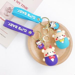 Keychains 2023 Cute Bear PVC Creative Key Chain Men's and Women's Car Bag Accessoires Ring Gift van vrienden