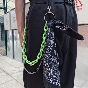 Porte-clés 2023 Hip Hop Fluorescence Résine Chaîne Porte-clés Pour Hommes Femmes Mignon Taille Acrylique Ruban Pantalon Punk Bijoux