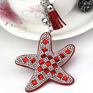 Keychains 2023 Sea Starfish Pearl Glass Keychain Key Chain Keyring Crystal Pendant Women Cadeau