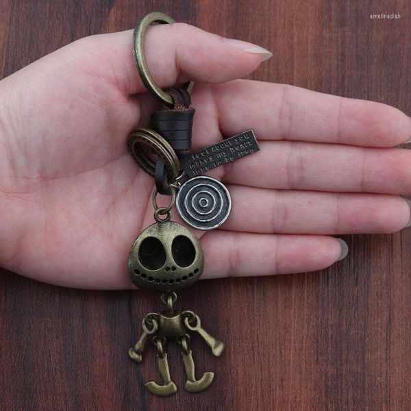 Porte-clés 2023 squelette Robot Skellington porte-clés Punk cuir armure porte-clés pour femmes sac pendentif à breloque chaîne cadeaux