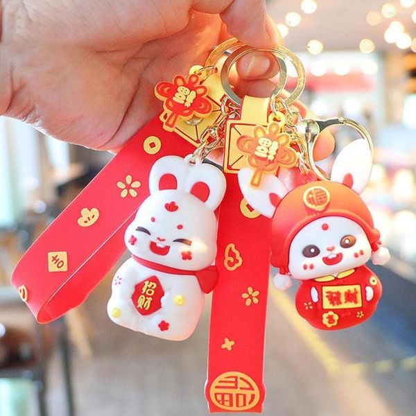 Porte-clés 2023 année porte-clés porte-clés décor animaux sac suspendu accessoires cadeau chinois zodiaque Chai S8C3