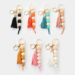 Porte-clés 2024 perles de mode pour femmes filles simples été silicium bois perlé pendentif gland porte-clés accessoires cadeaux
