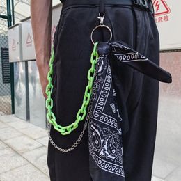 Porte-clés 2024 Hip Hop Fluorescence Résine Chaîne Porte-clés Pour Hommes Femmes Mignon Taille Acrylique Ruban Pantalon Punk Bijoux