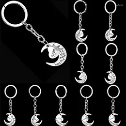 Keychains 2024 Je t'aime sur la lune et le dos en acier inoxydable en acier clé de la chaîne de clés bijoux