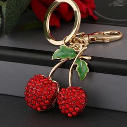 Keychains 2024 Fashion Tinykenro Beau ramionnage peinture en aérosol mignon Red Cherry Metal Wallet Sac Keychain